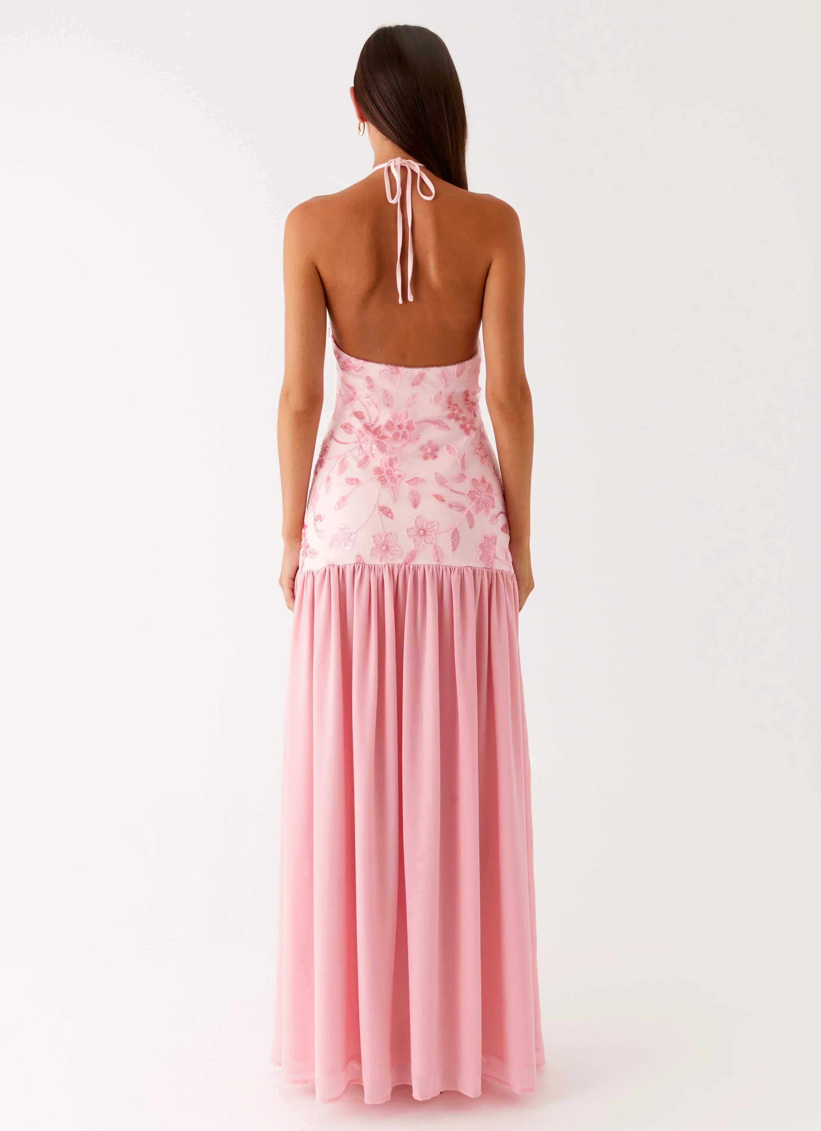 Janelle Beaded Maxi Dress Pink