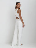 White Linen Tailored Trousers