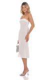 Strapless Open Back Midi Dress in White