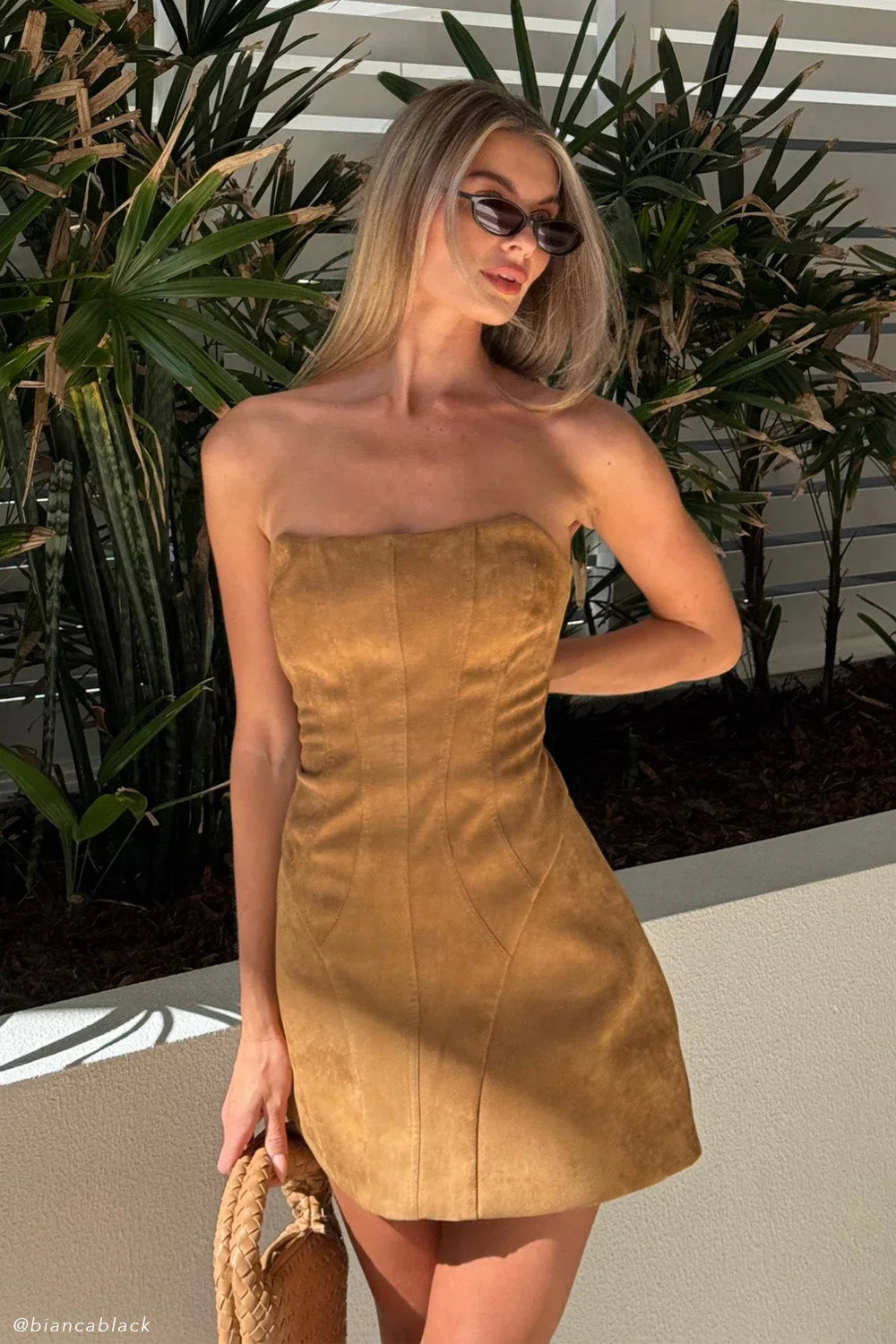 Andy Faux Suede Mini Dress Camel