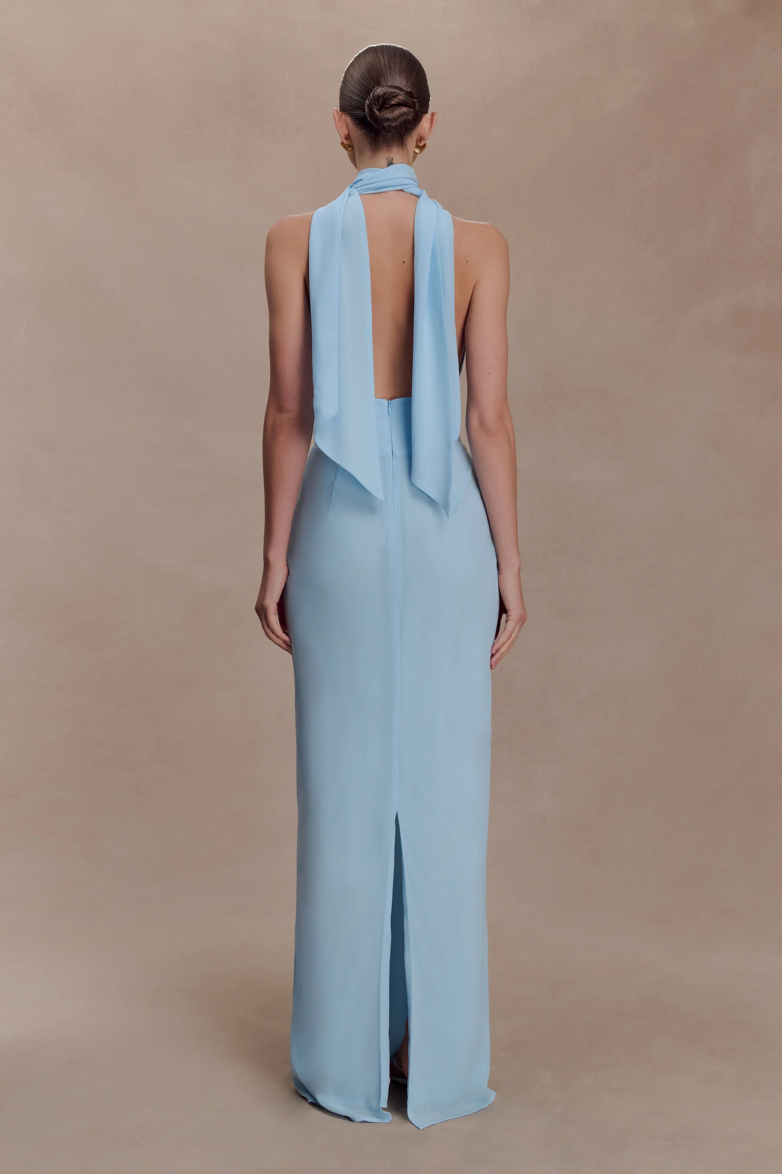 Nadine Halter Chiffon Maxi Dress Blue