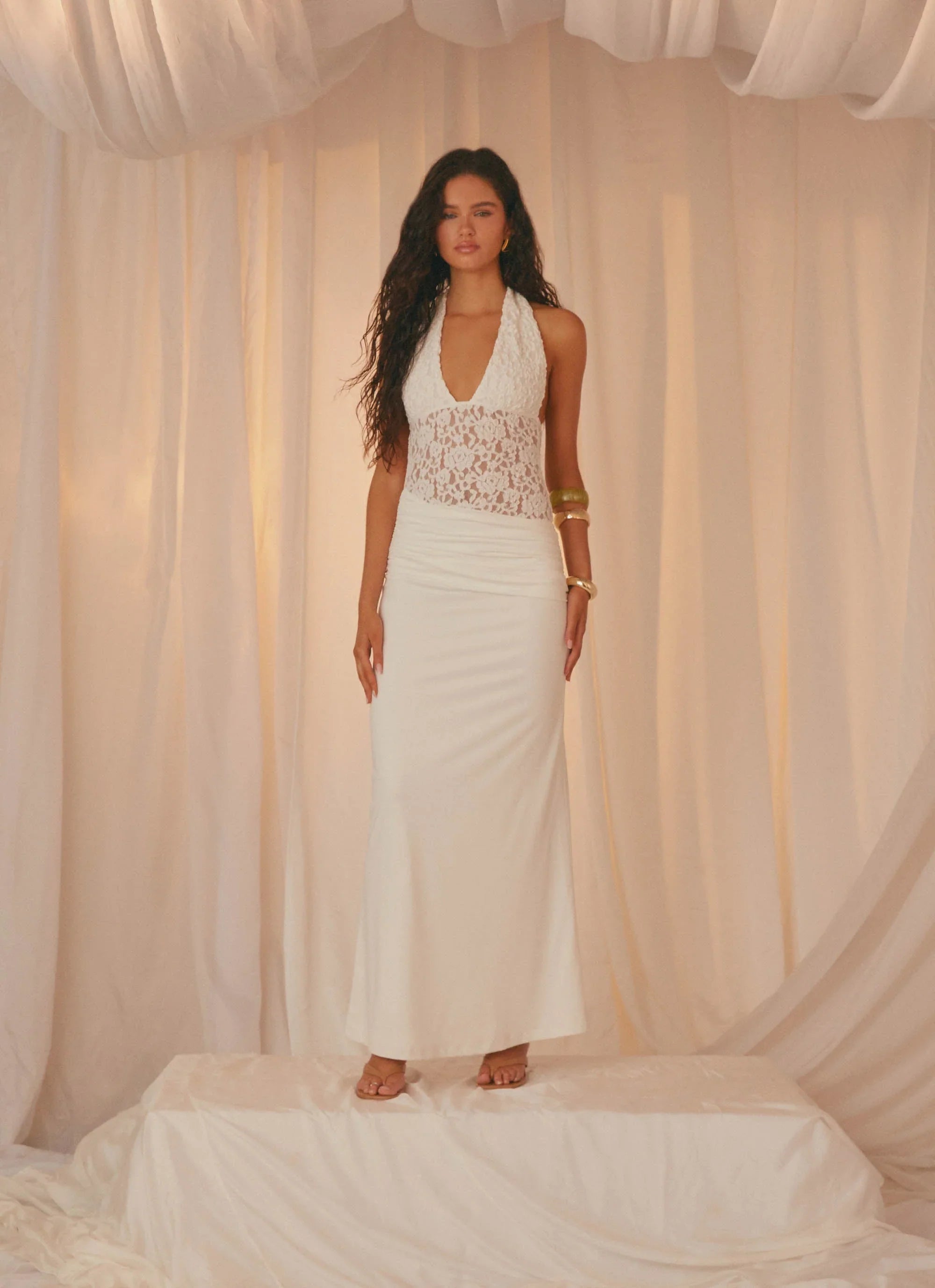 Miri Halter Maxi Dress Ivory