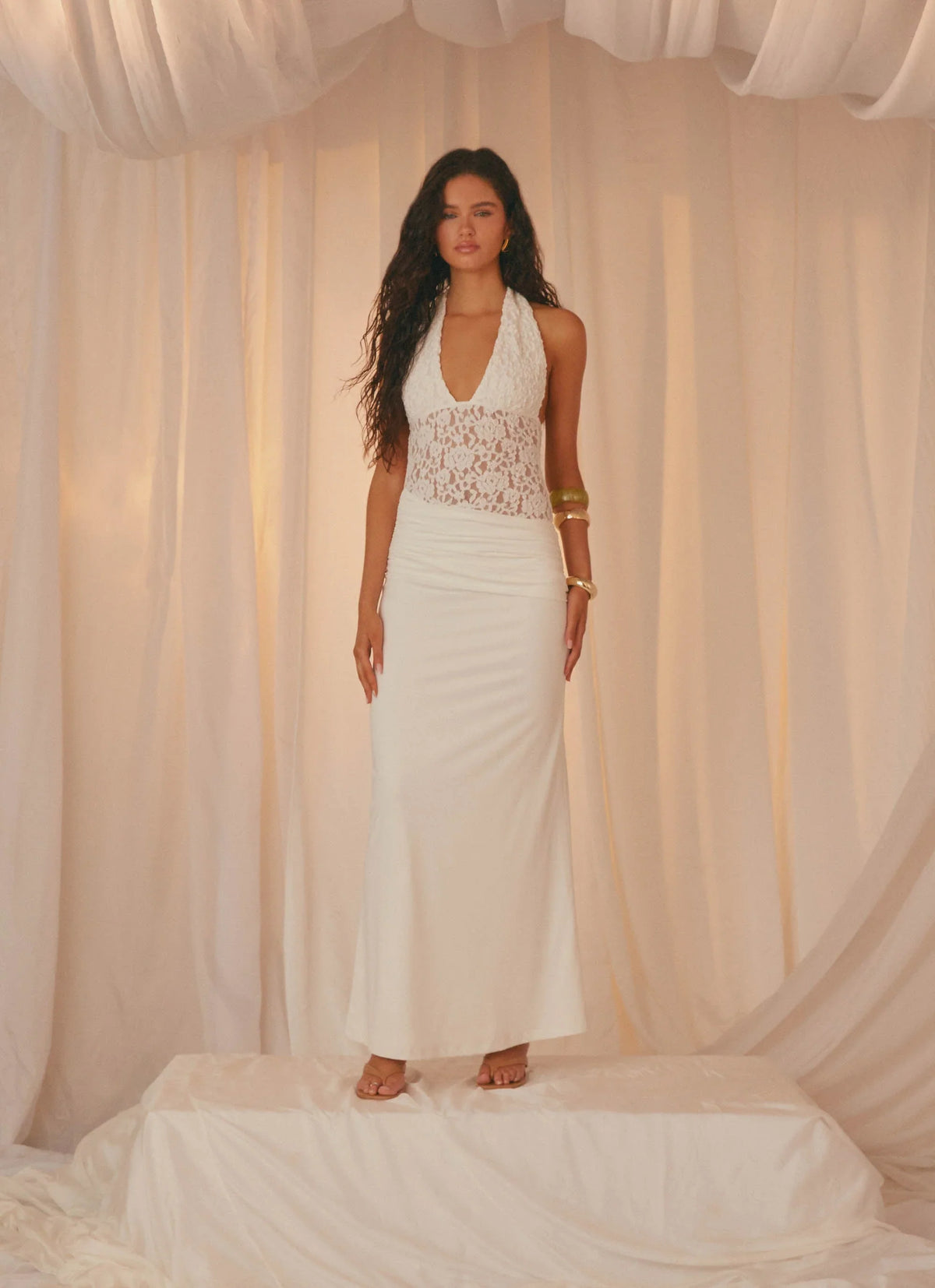 Miri Halter Maxi Dress Ivory