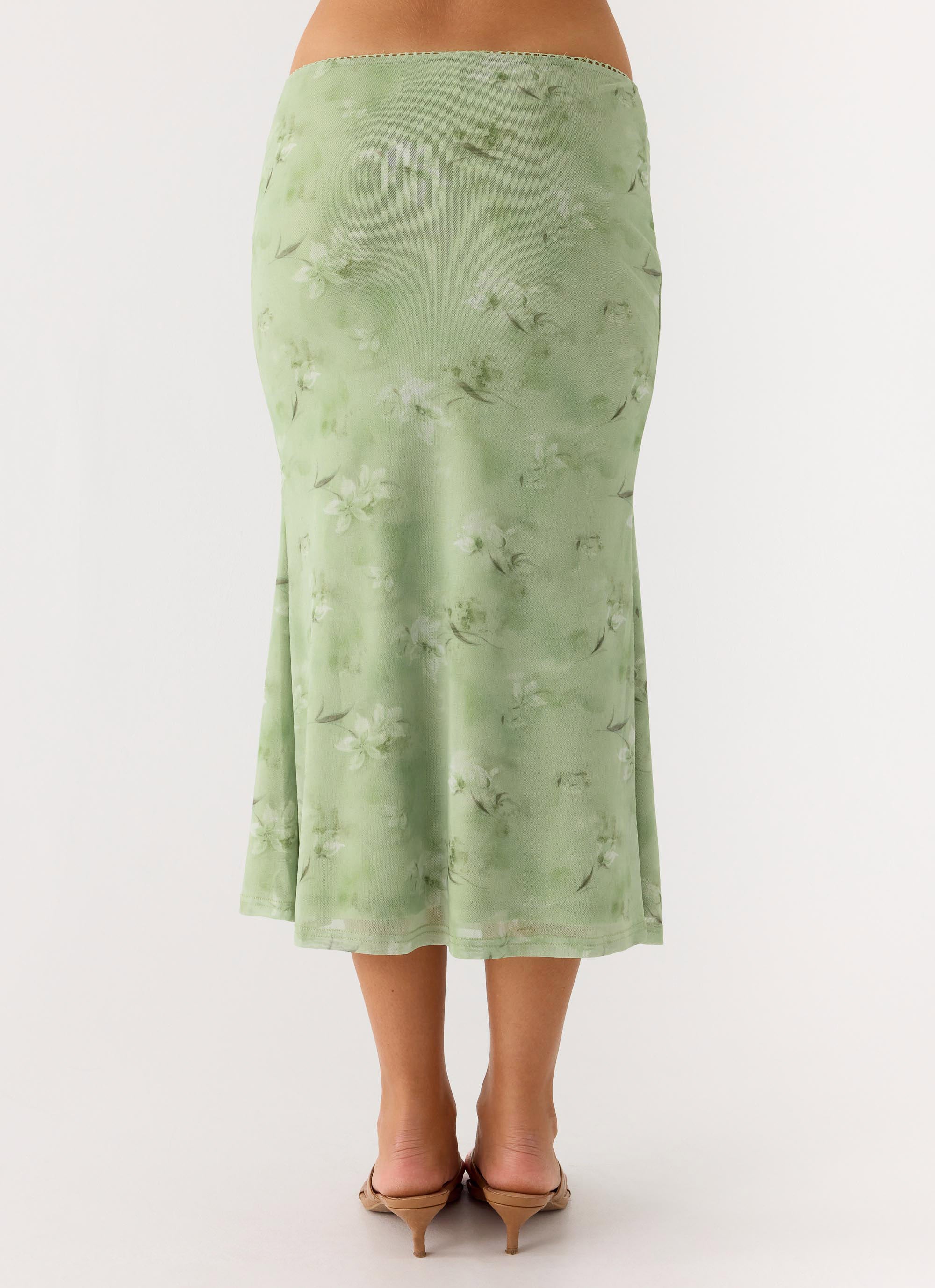 Bahama Low Rise Midi Skirt Blurred Lime