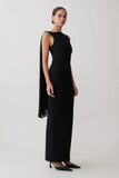Farid Bandage Midi Dress With Chiffon Black