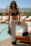 Delphine White Black Print Wide Leg Trousers