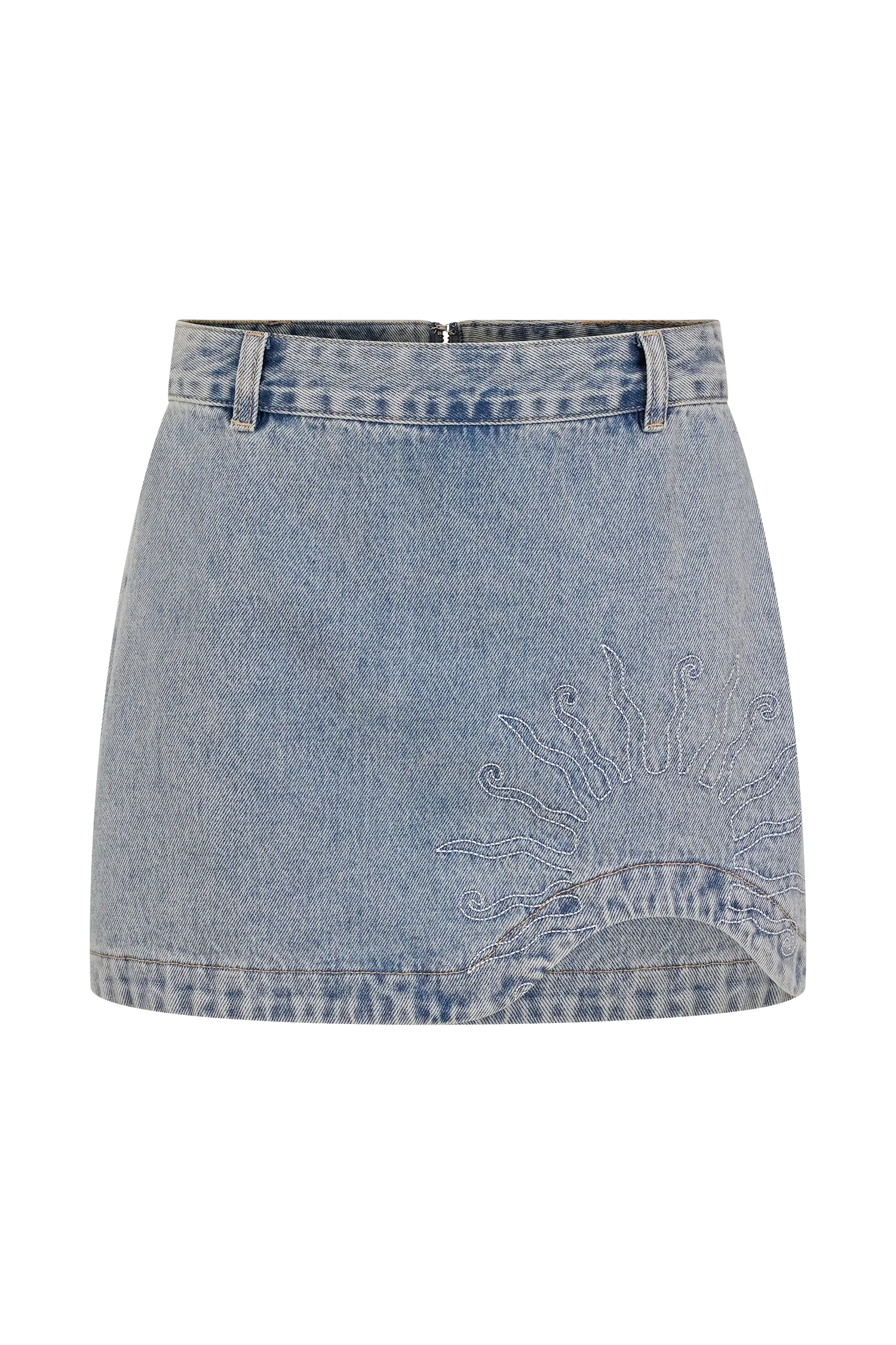 Alessia Embroidered Denim Mini Skirt Light Vintage