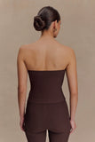 Elodie Strapless Cupped Knit Top Chocolate