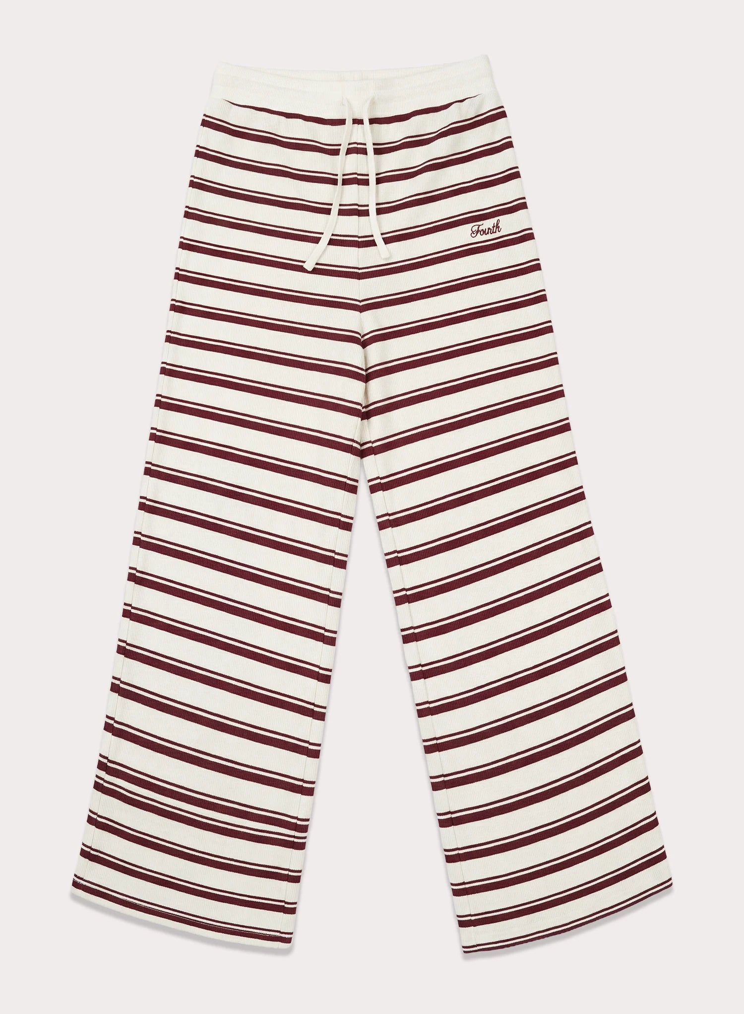 White And Brown Striped Jersey Ribbed Trousers