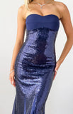 Jarrah Navy Sequin Strapless Maxi Dress