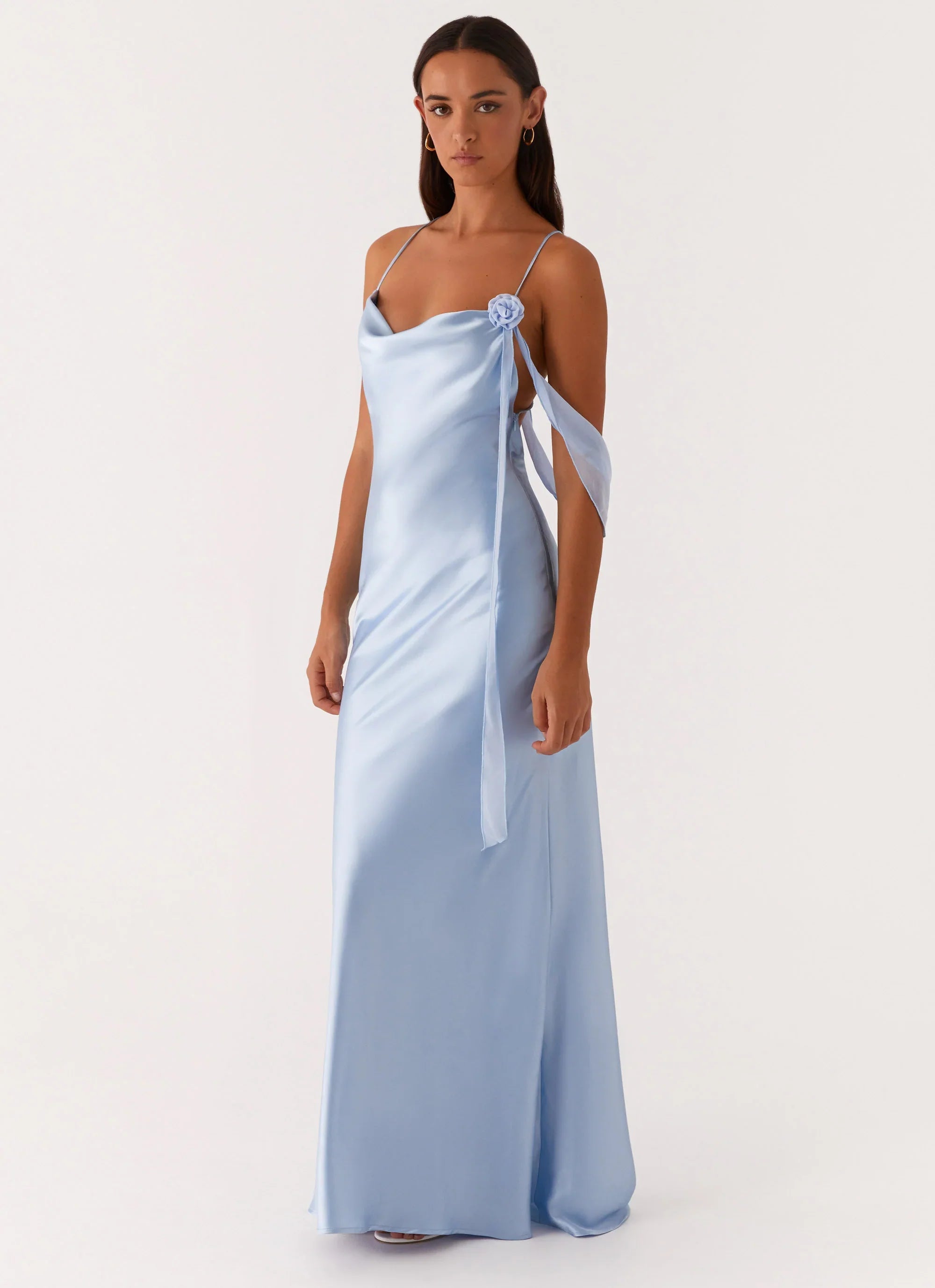 Too Sweet Satin Maxi Dress Blue