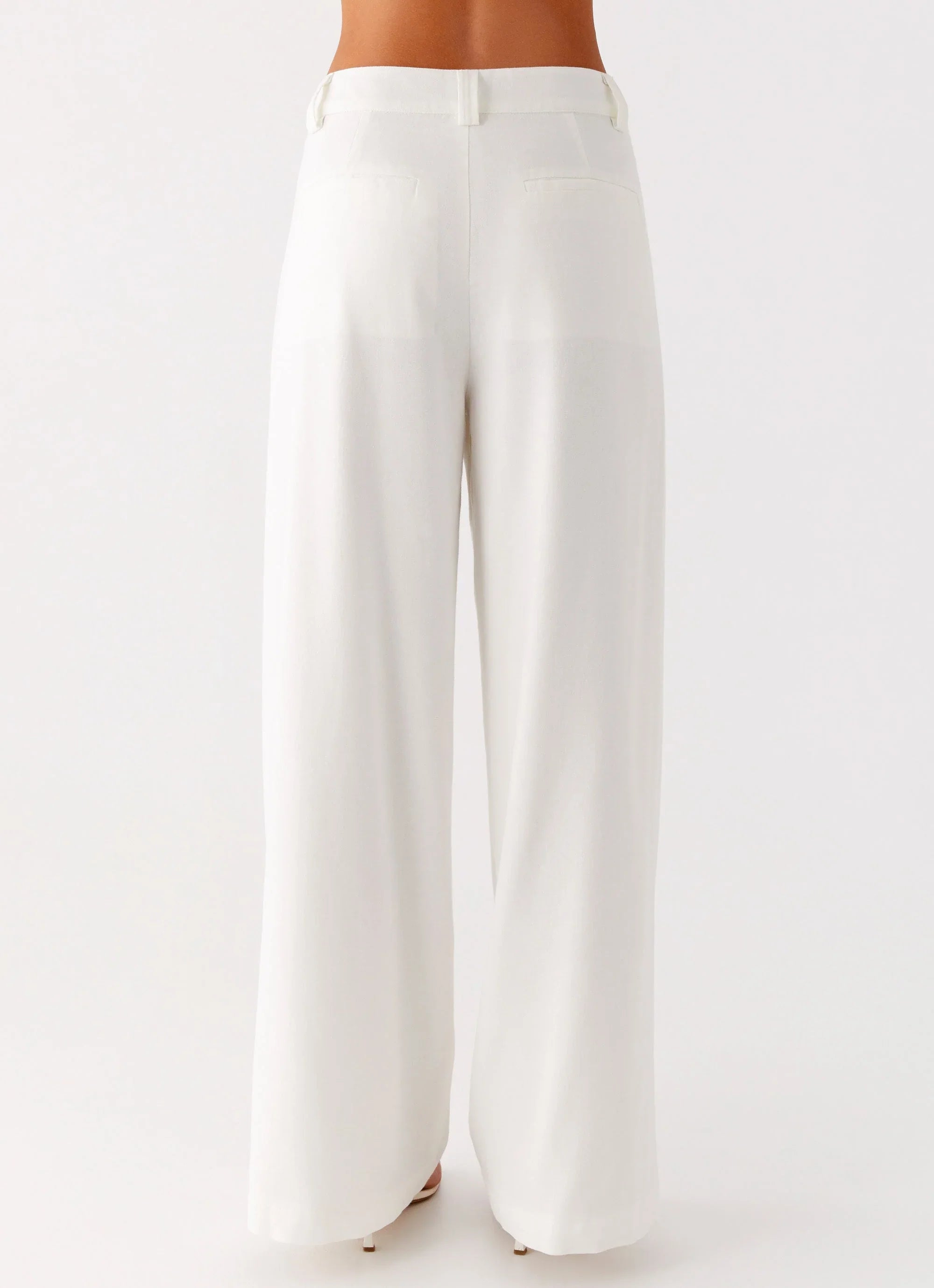 Delong Low Rise Linen Pants White