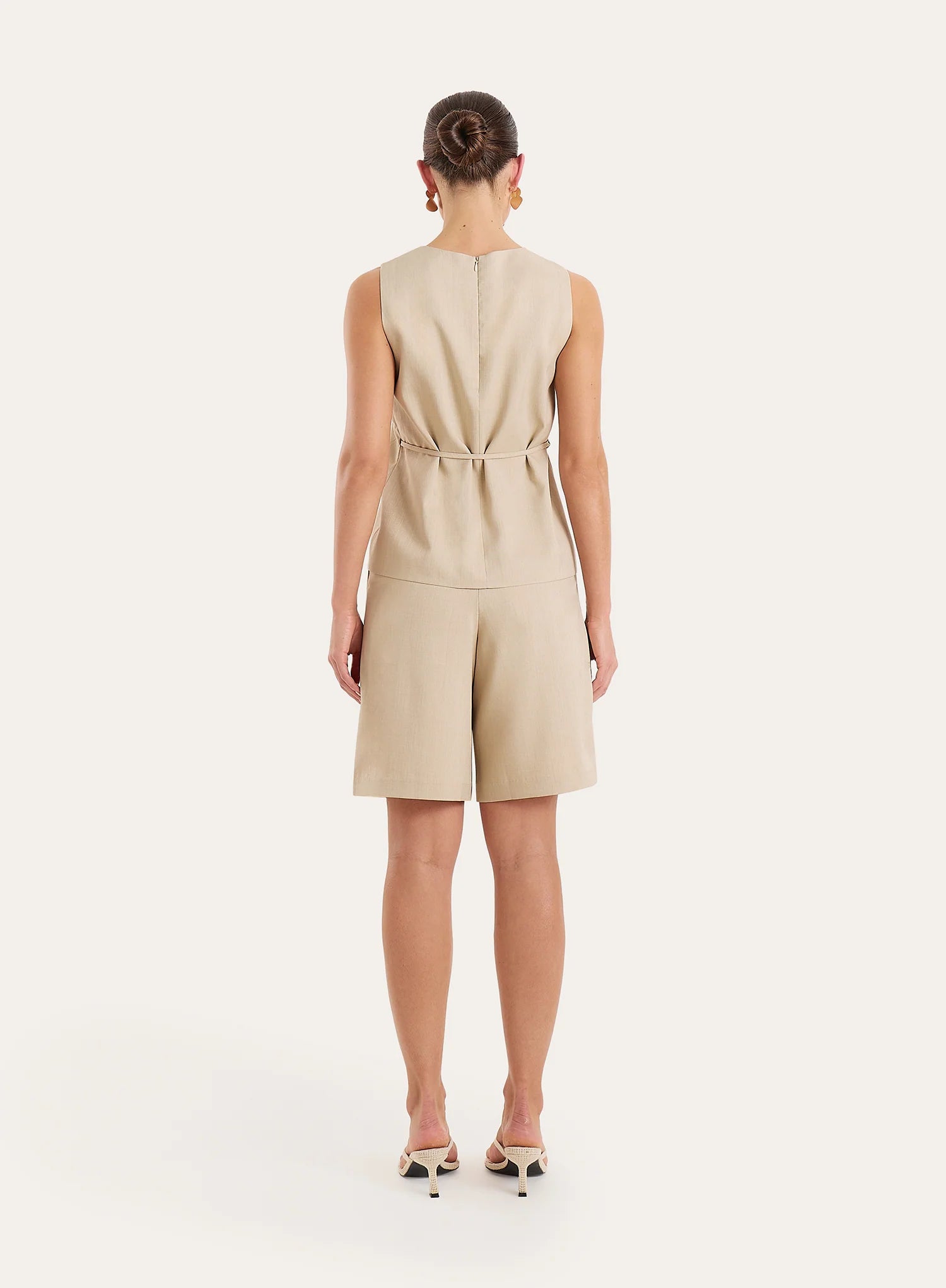 Beige Tailored Bermuda Shorts