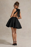 Waverly Black Racer Neck Sleeveless Skater Mini Dress