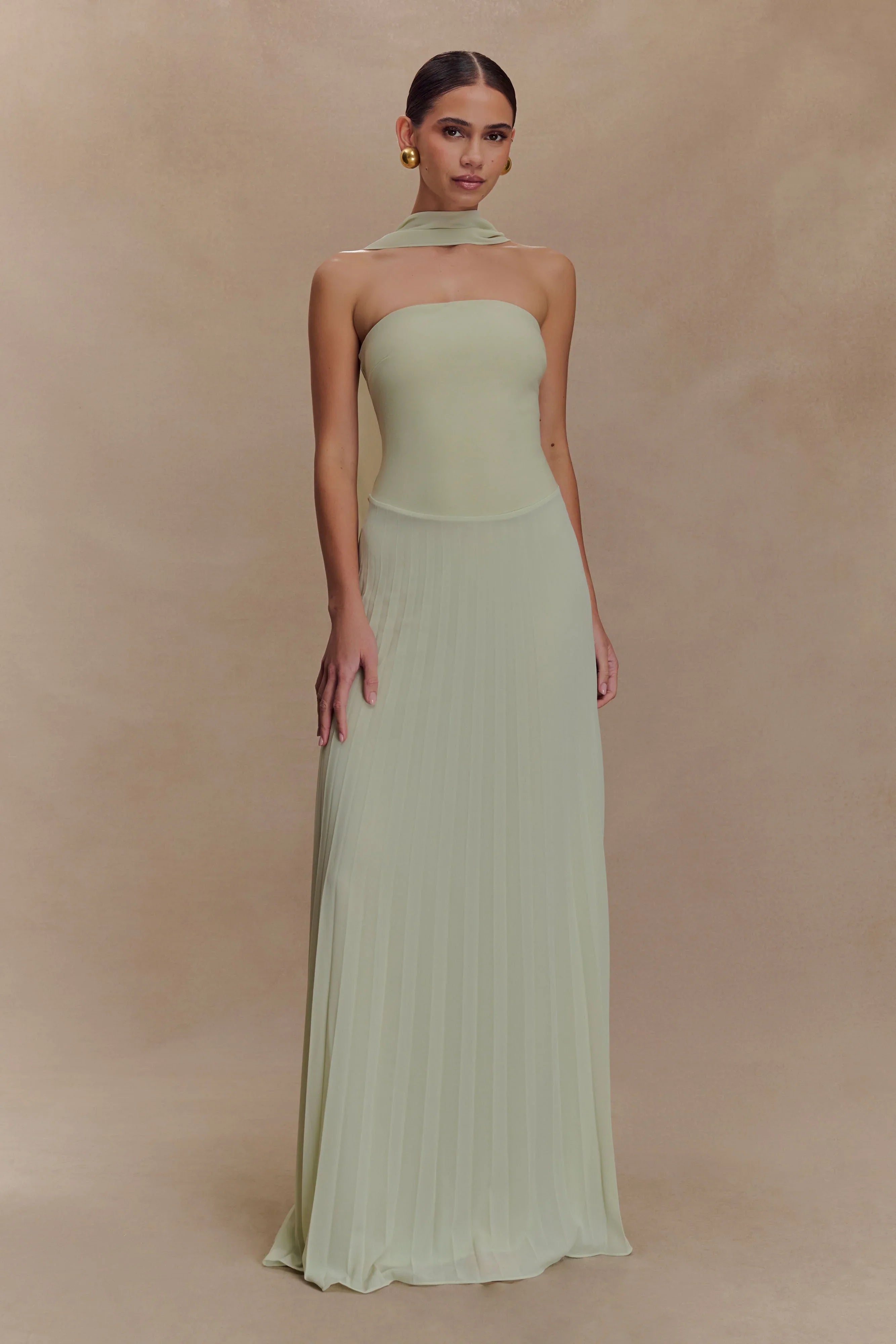 Caira Chiffon Scarf Maxi Dress Sage