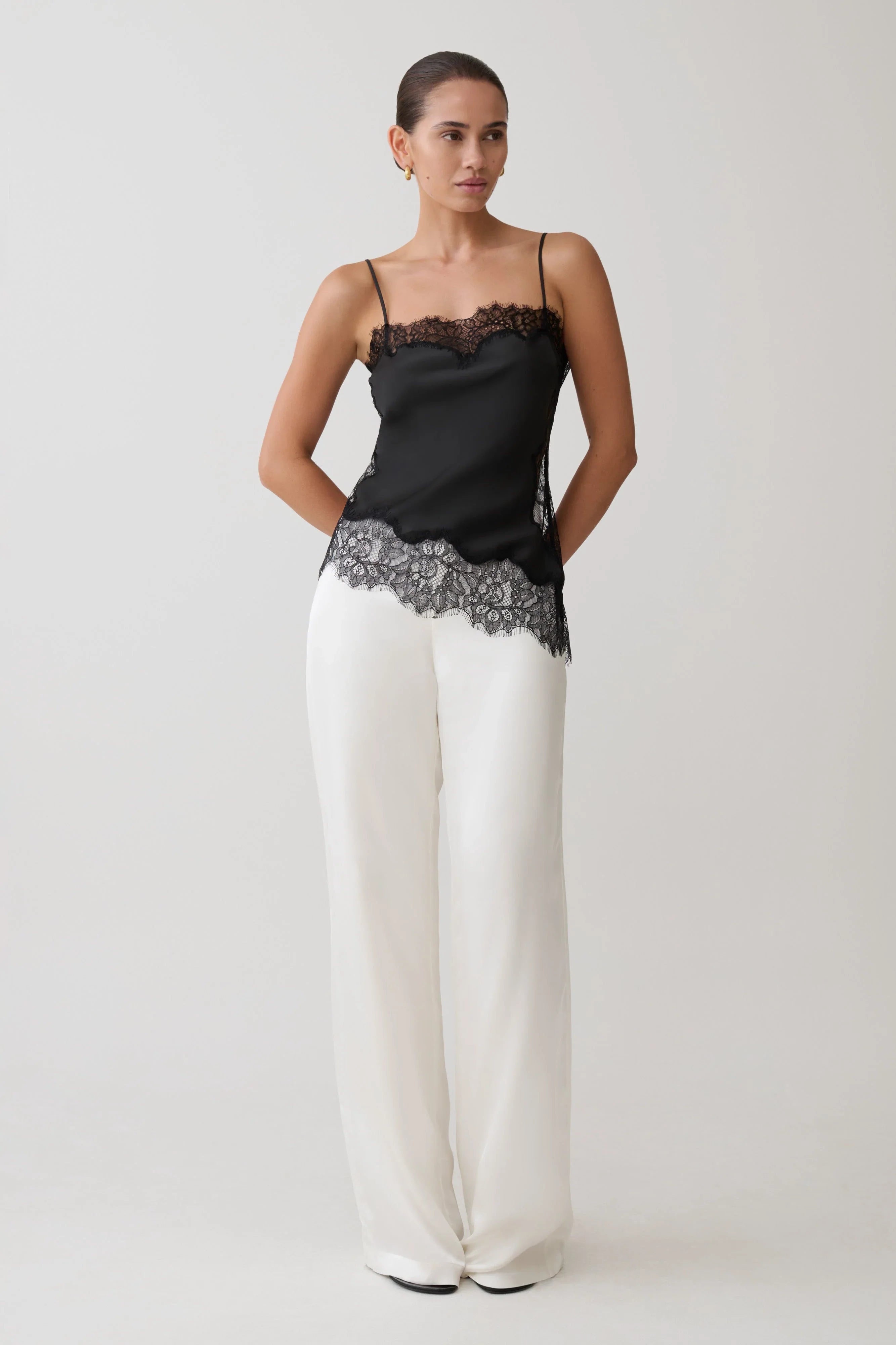 Miriam Satin Lace Camisole Black