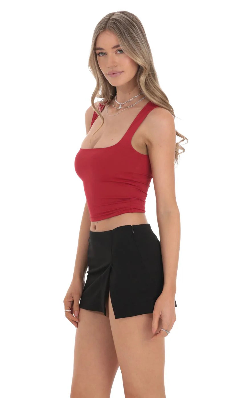 Scoop Neck Tank Top in Red