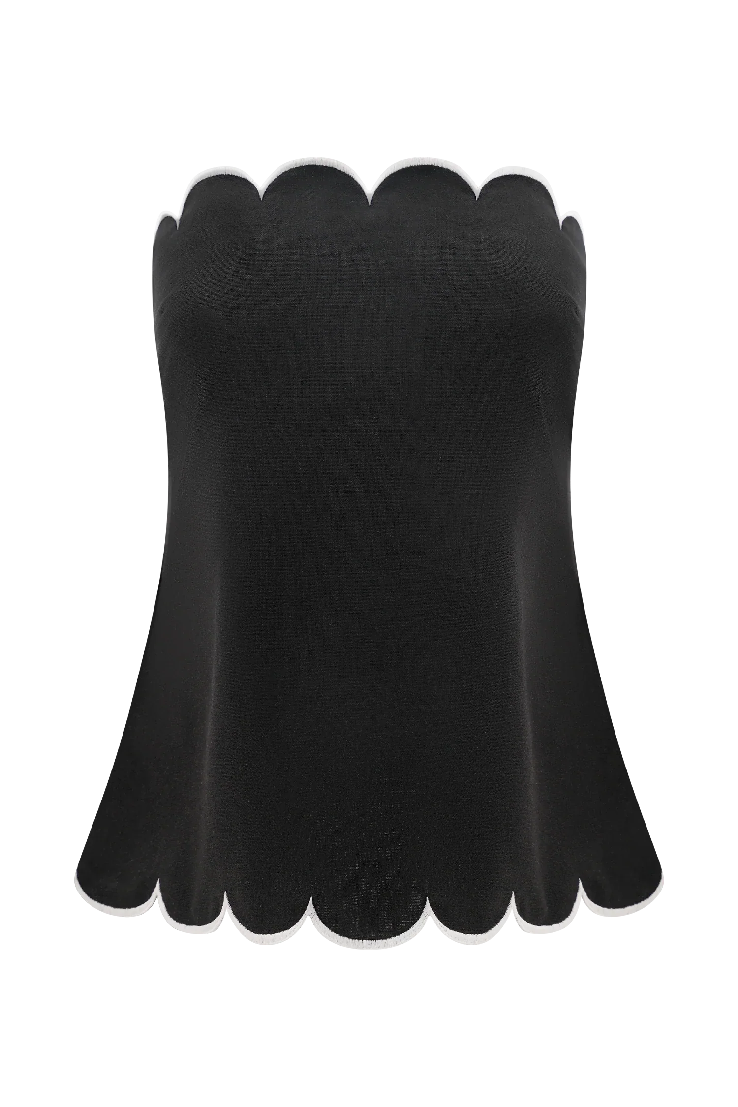 Judith Strapless Scallop Top Black