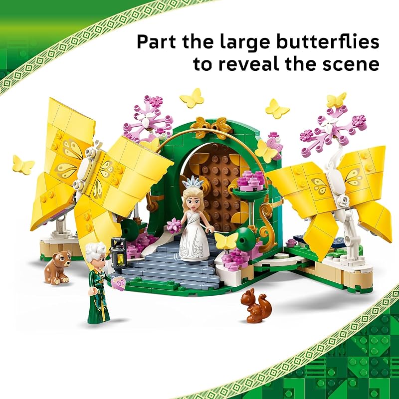 LEGO Wicked Glindas Wedding Day Building Toy Pretend Playset with 2 Minidolls 2 Animal Toy Figures 2 Poseable Butterflies Building Blocks for Kids Ages 8 Gift for Girls Boys 75688