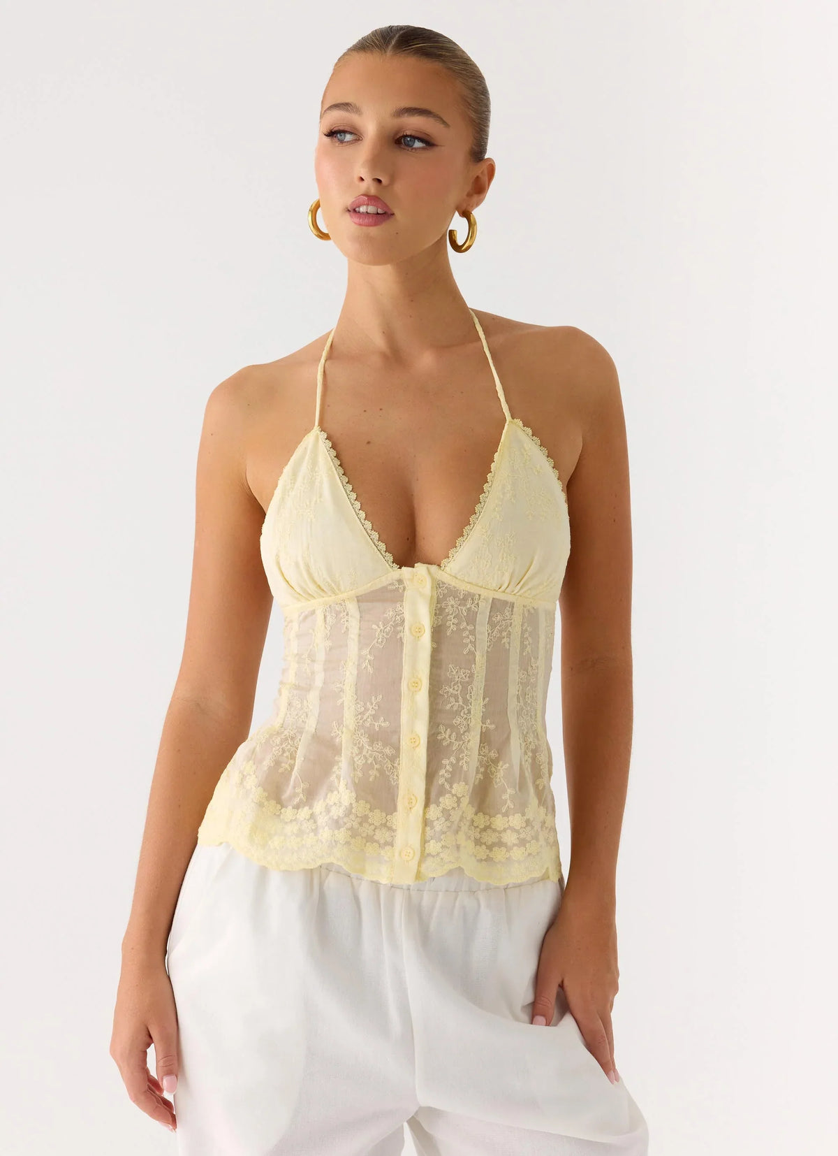 Non Stop Halter Top Butter Yellow