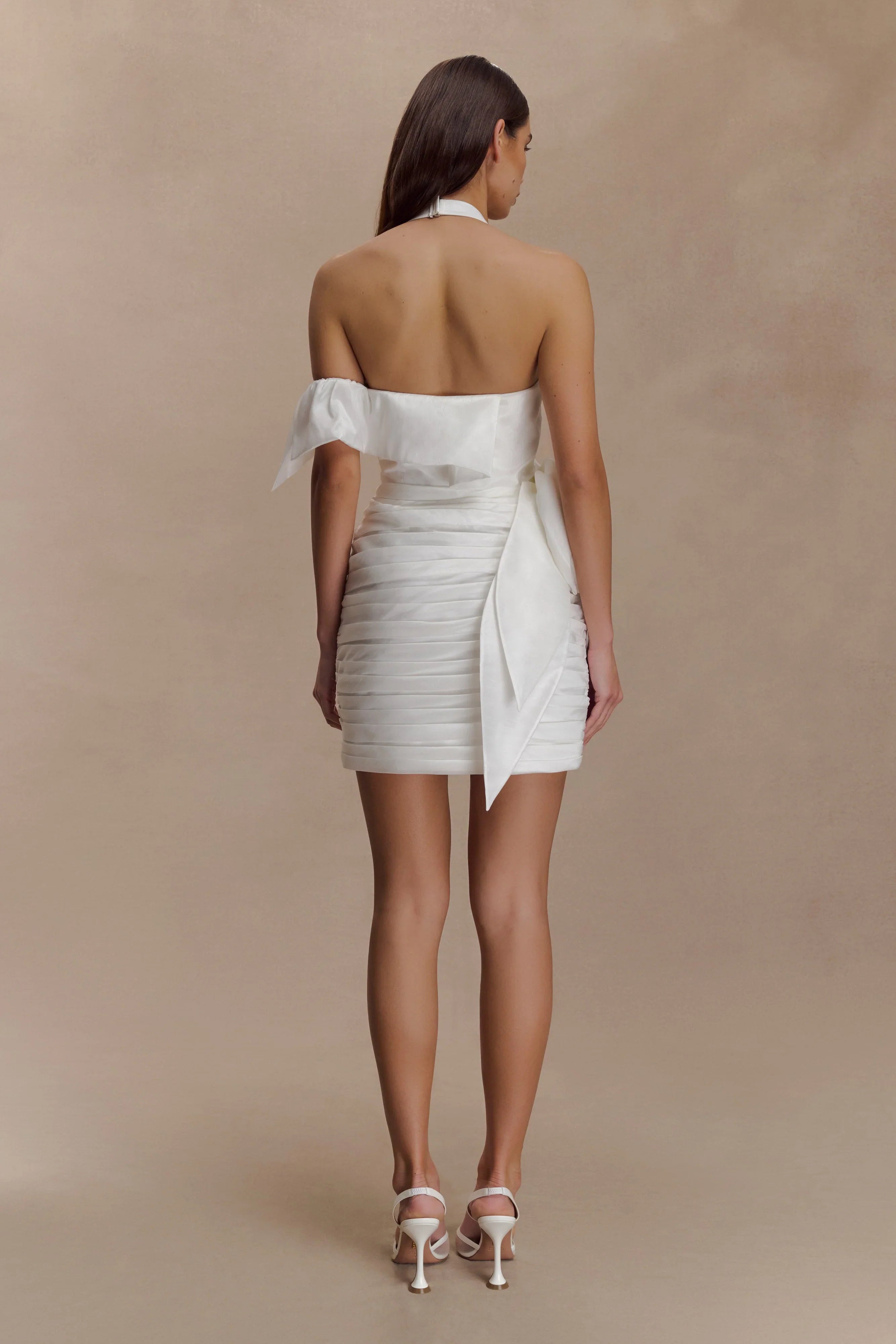 Claudine Taffeta Floral Mini Dress White