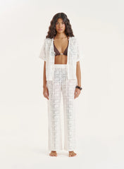 White Crochet Lace Trouser