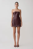 Anouk Faux Leather Strapless Mini Dress Merlot