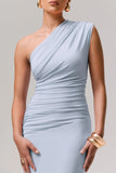 Mardi Powder Blue Asymmetric Maxi Dress With Ruching