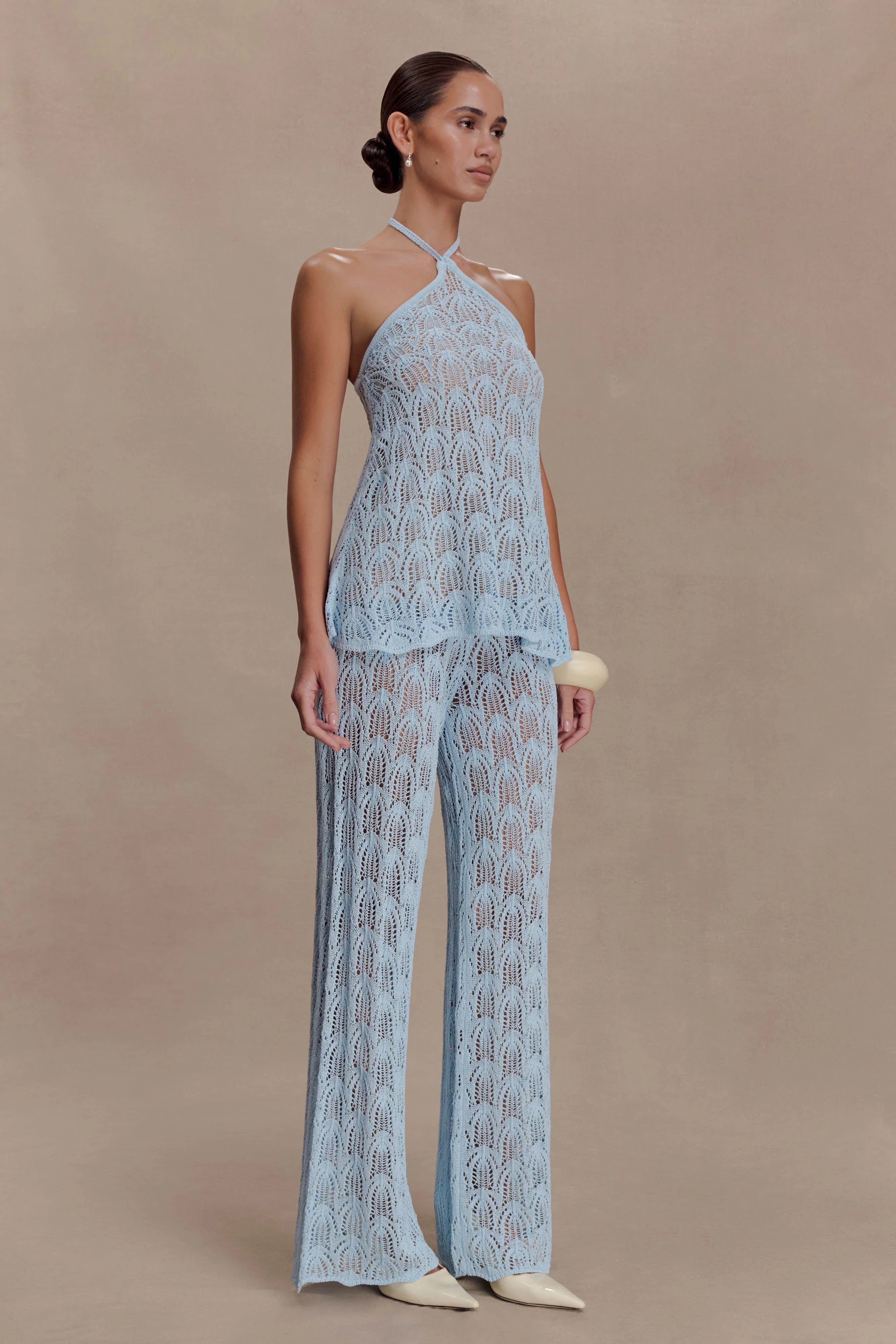 Glinda Crochet Pants Light Blue