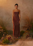 Bayla Beaded Flower Maxi Dress Chocolate