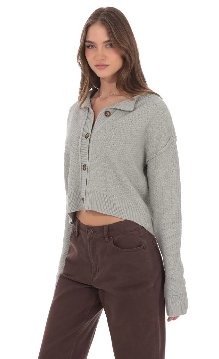 Cable Knit Cardigan in Gray