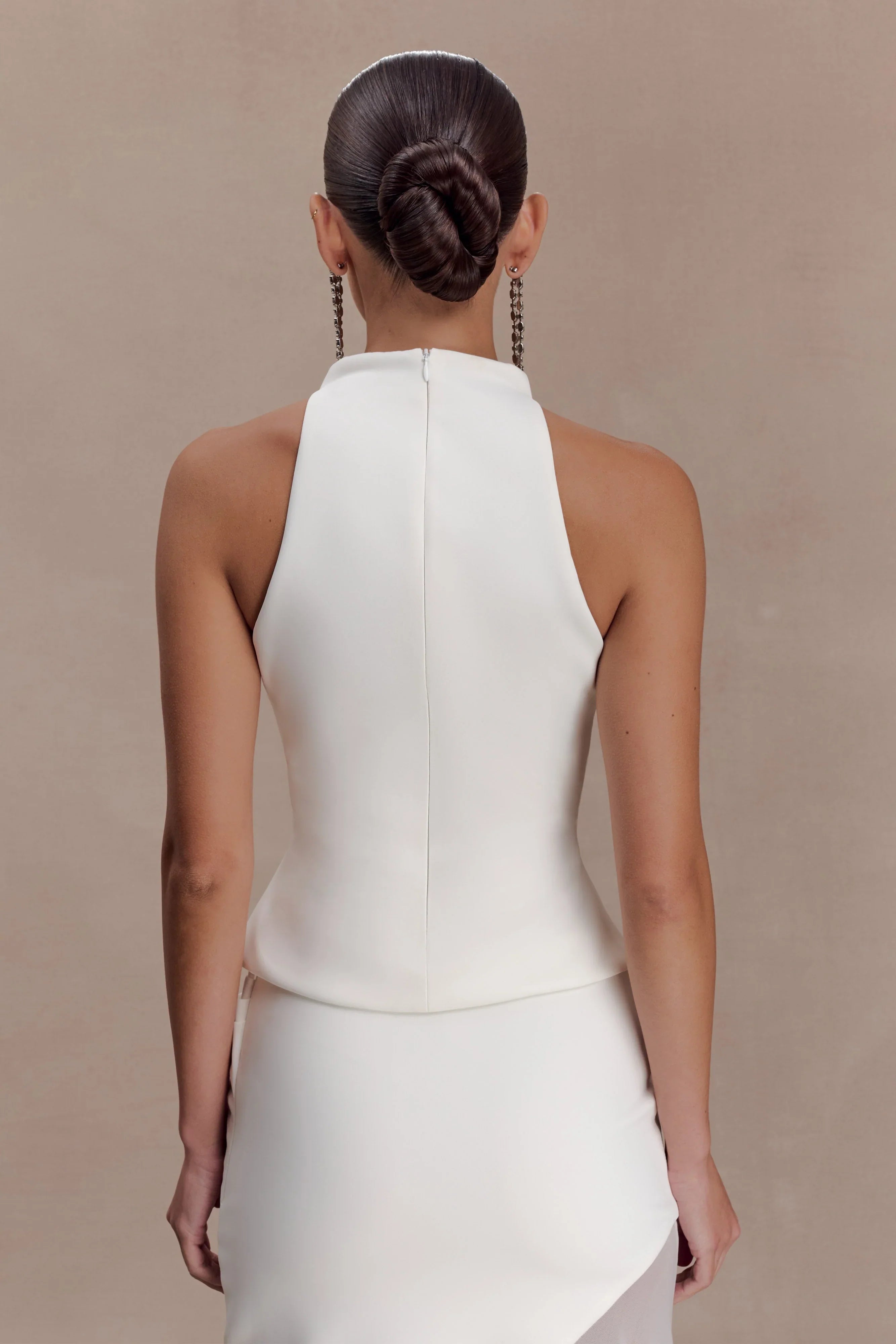 Portia Scuba Sleeveless Top White