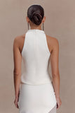 Portia Scuba Sleeveless Top White