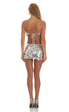 Silver Sequin Cutout Dress in White