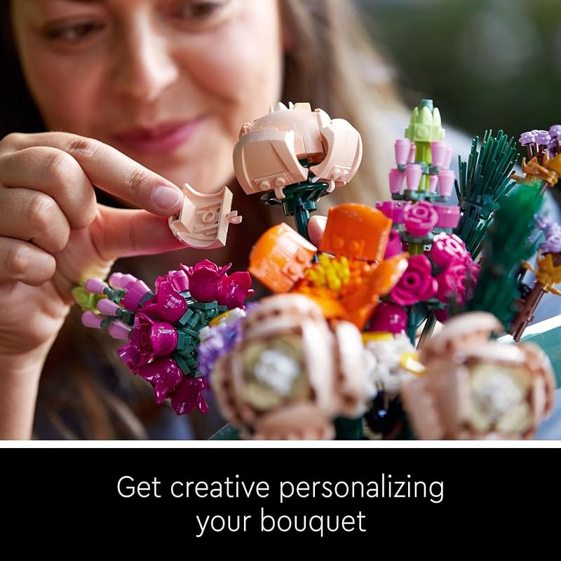 LEGO Botanicals Flower Bouquet 10280 Building Set Adults 18 Artificial Flowers Relaxing Bedroom or Home Office Decor Gift for Anniversary 756 pieces