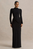 Alula Black High Neck Maxi Dress With Twist Detail