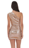 Metallic One Shoulder Dress in Copper