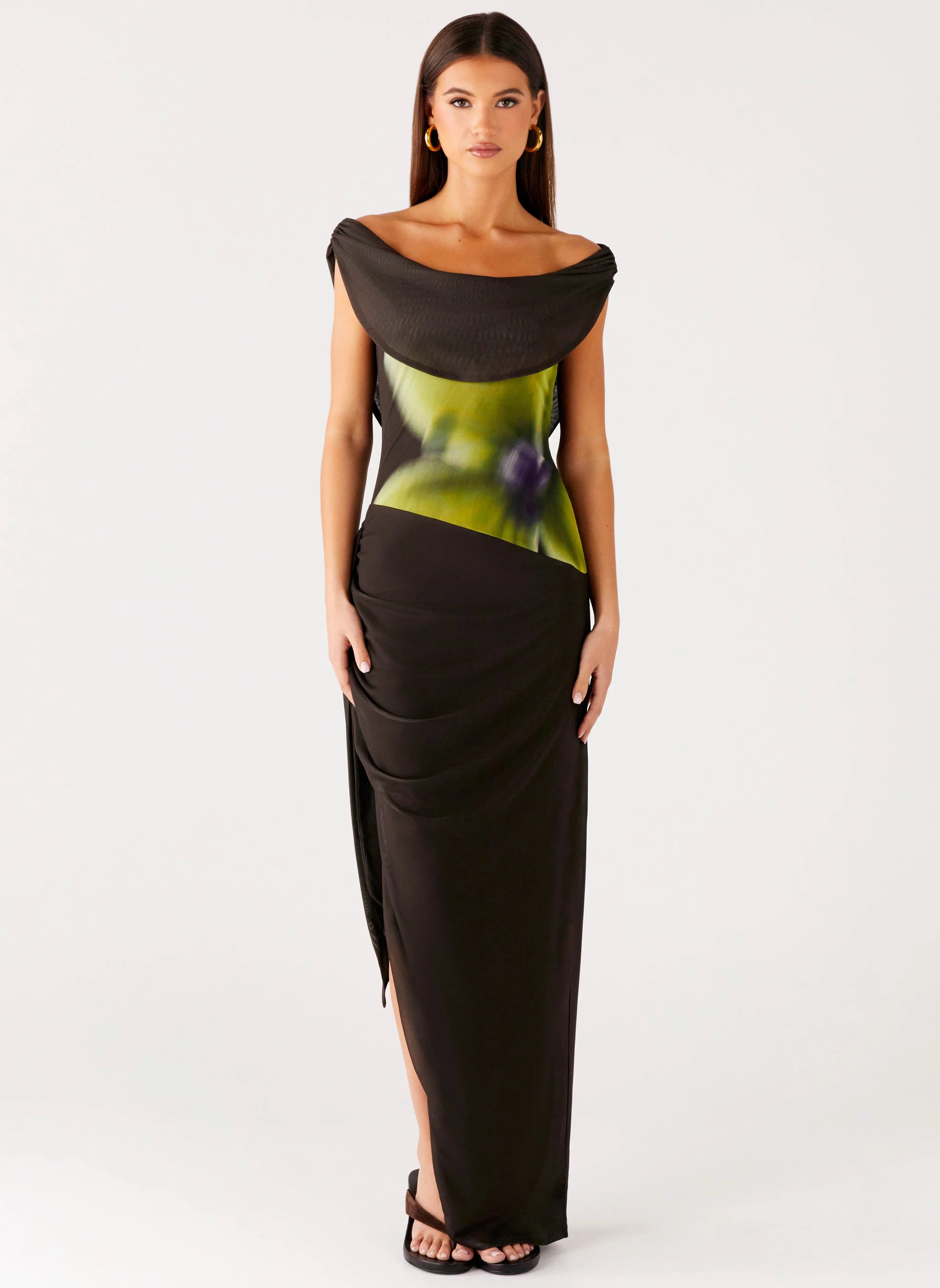 Good Fortune Maxi Dress Lime Flower