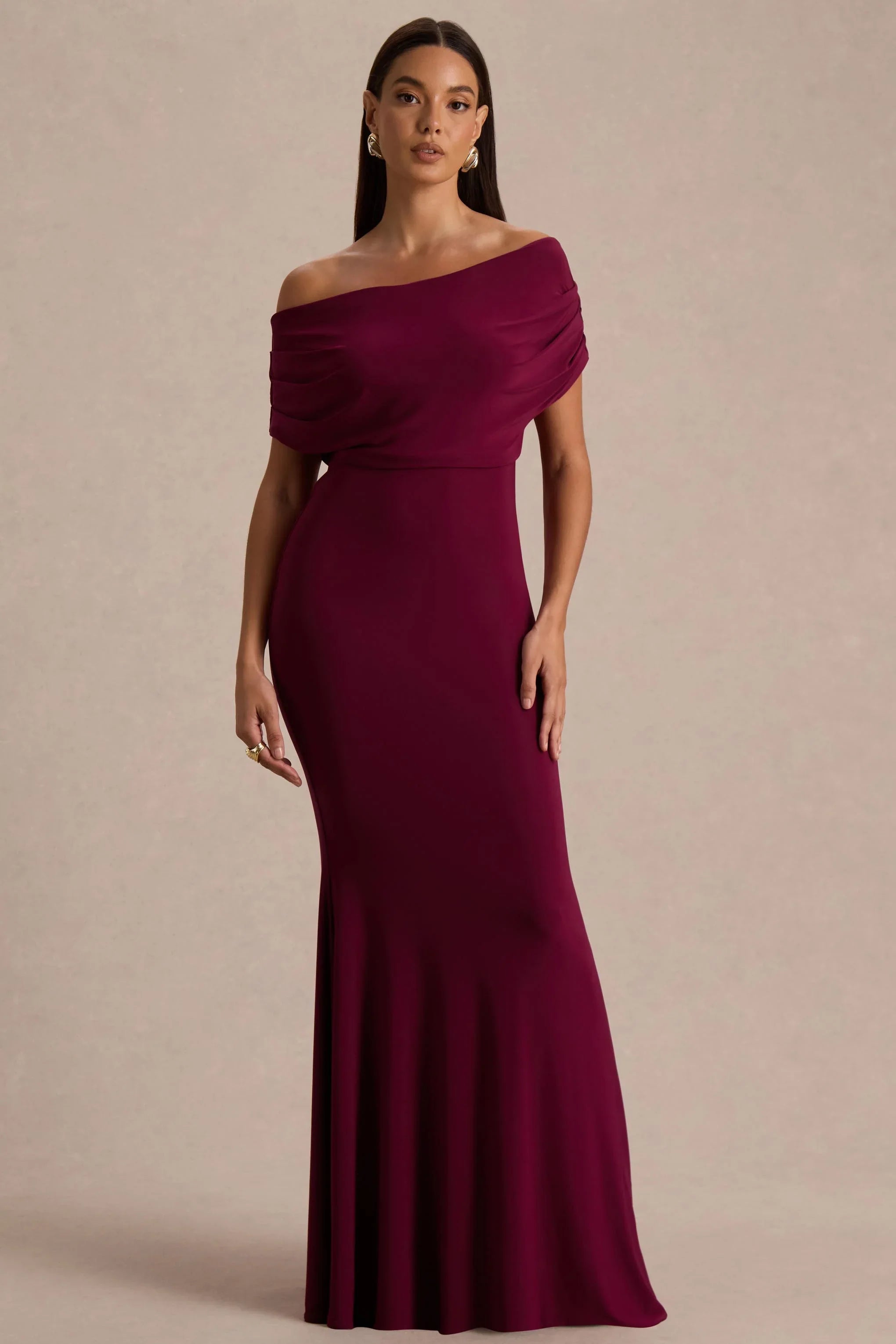 Bowden Berry Bardot Maxi Dress