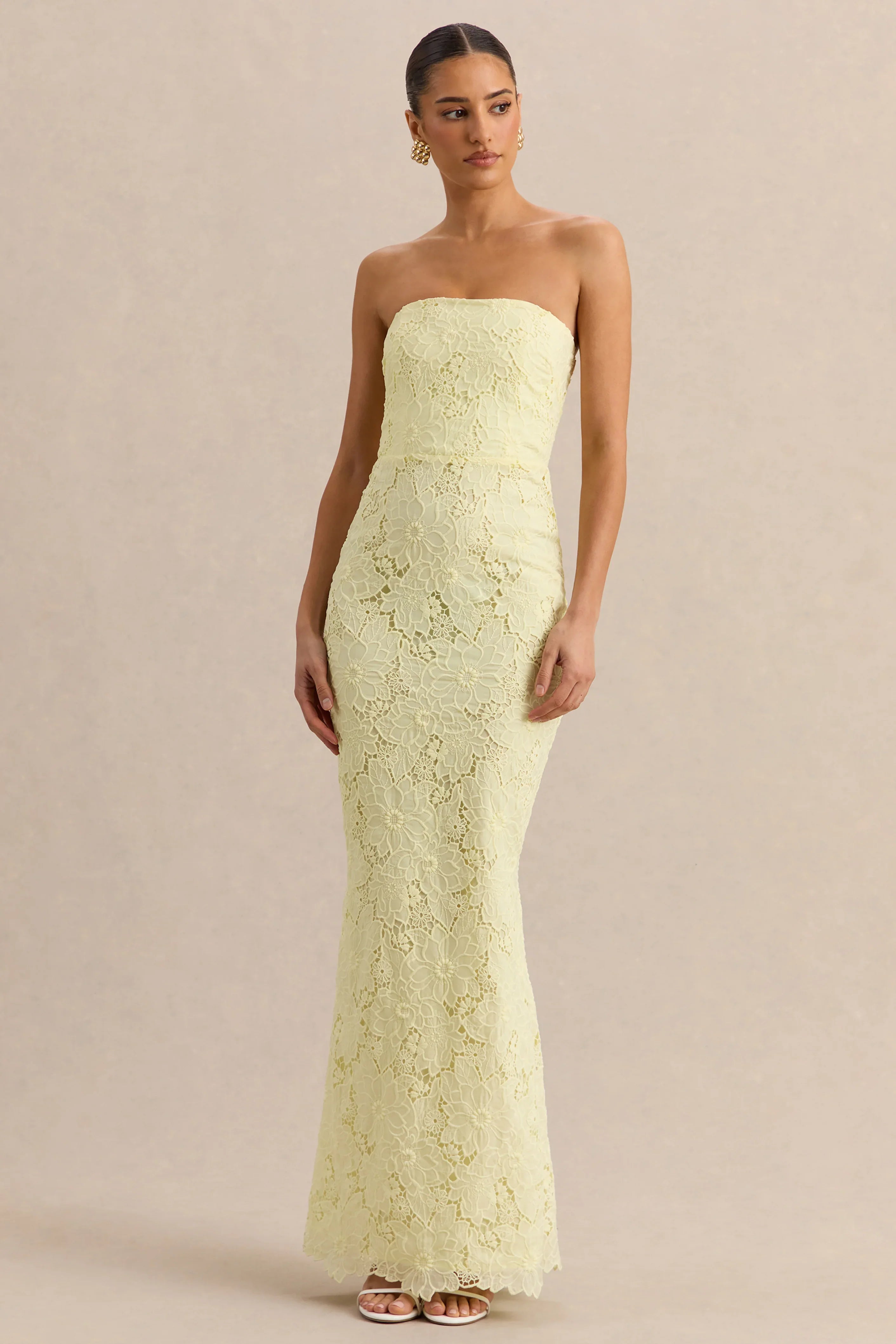 Suzie Lemon Lace Bandeau Maxi Dress