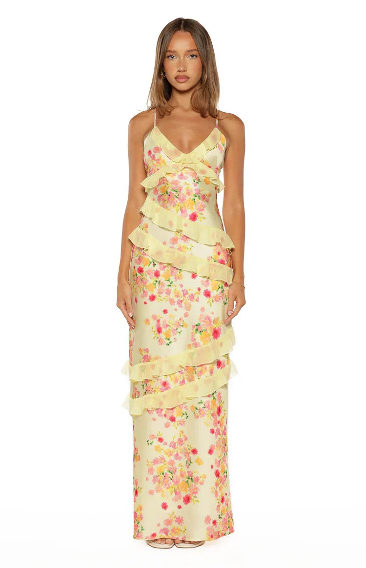 Inara Yellow Bloom Ruffle Maxi PRE ORDER