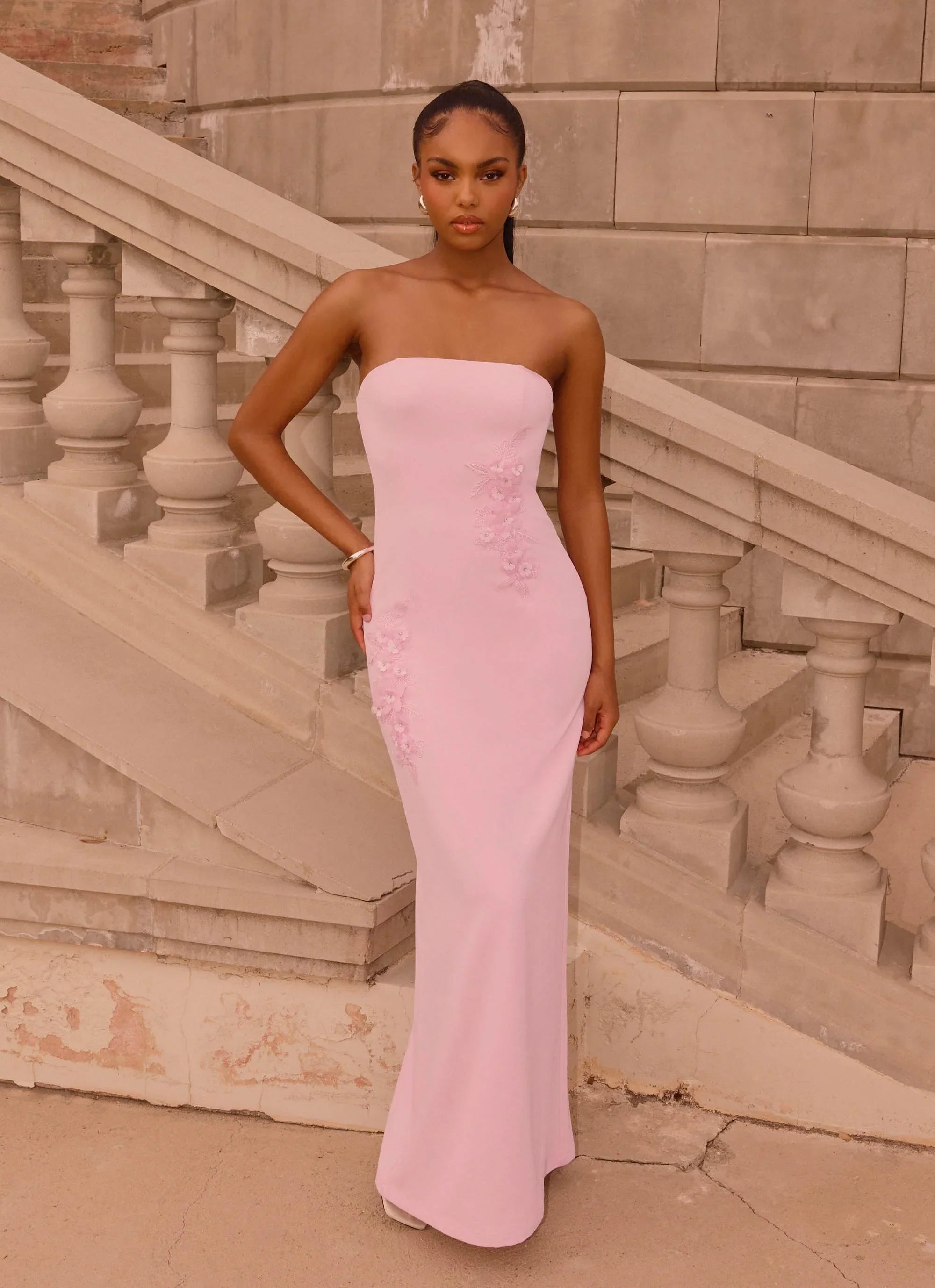 Monelise Strapless Maxi Dress Pink