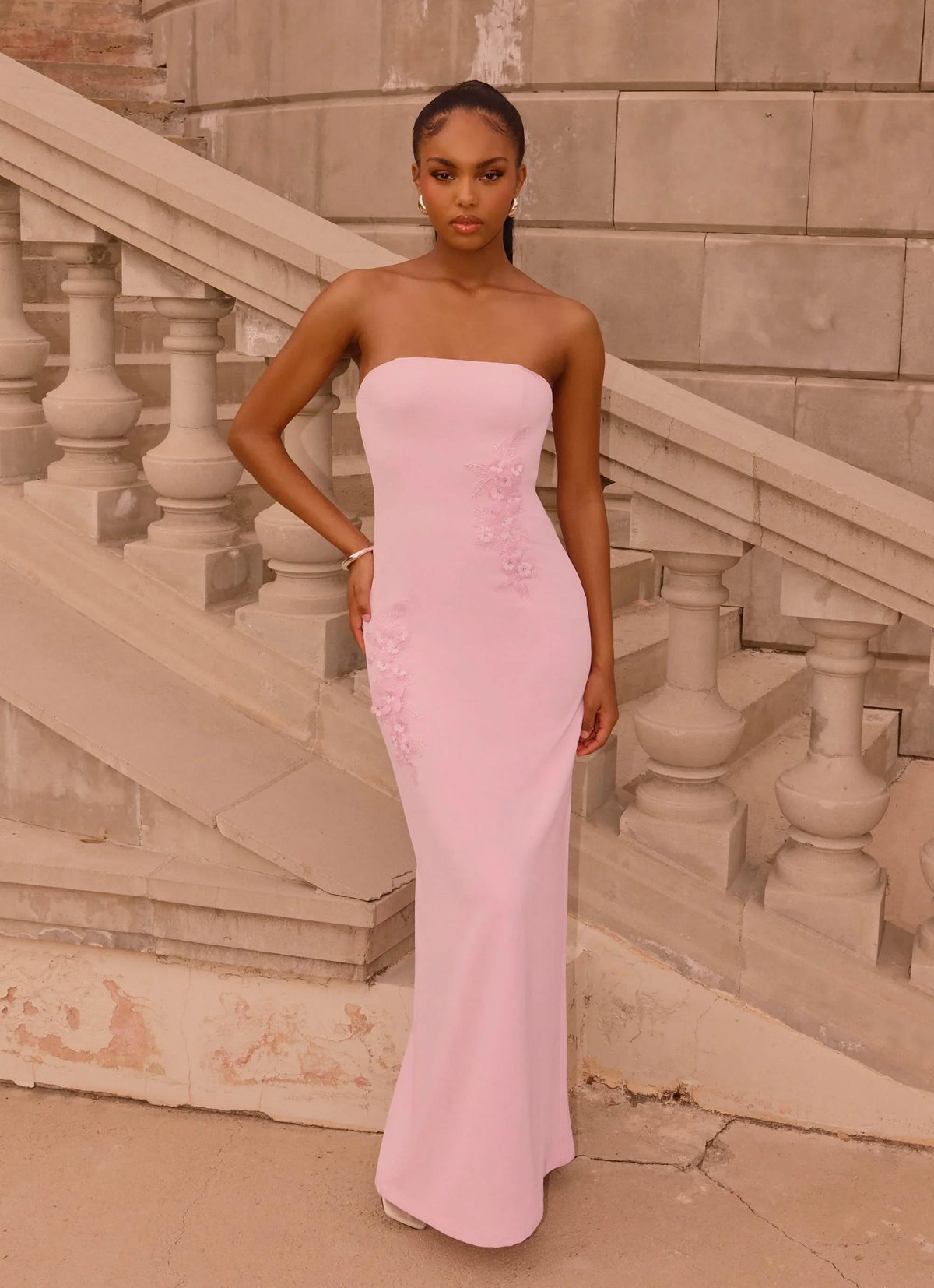Monelise Strapless Maxi Dress Pink