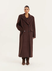 Chocolate Double Breasted Longline Coat