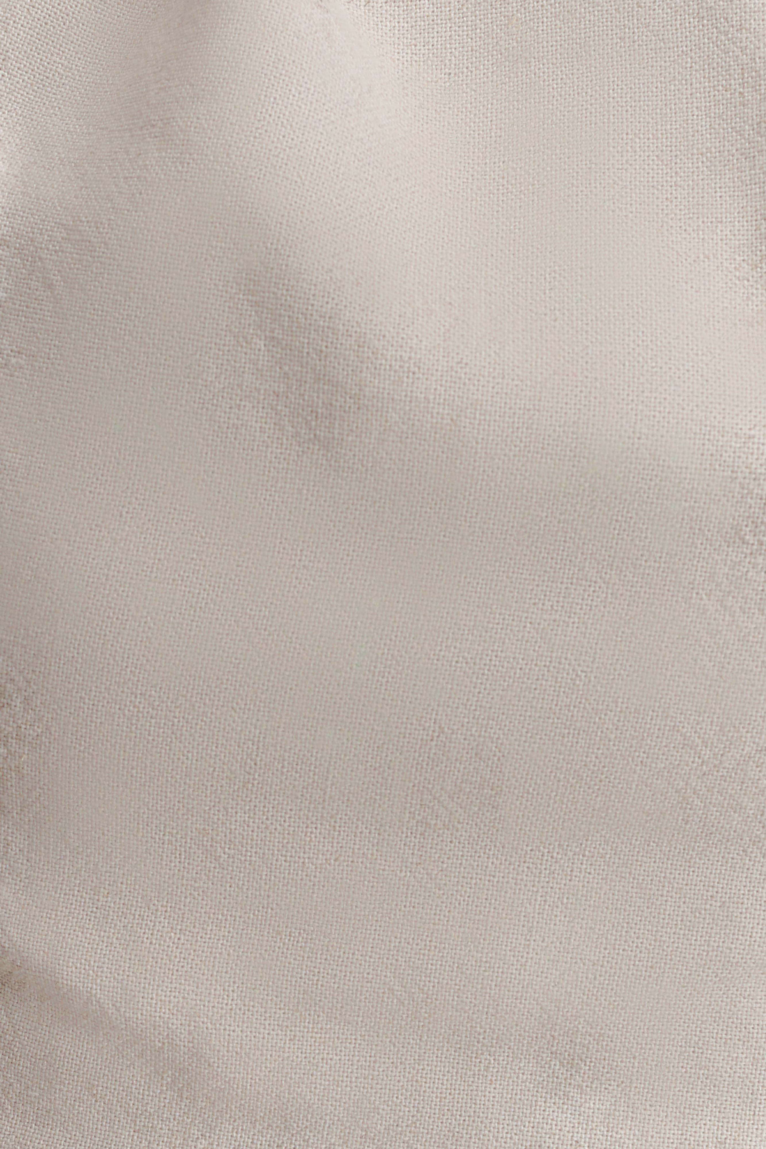 Gabby Asymmetrical Neckline Linen Beaded Top Natural