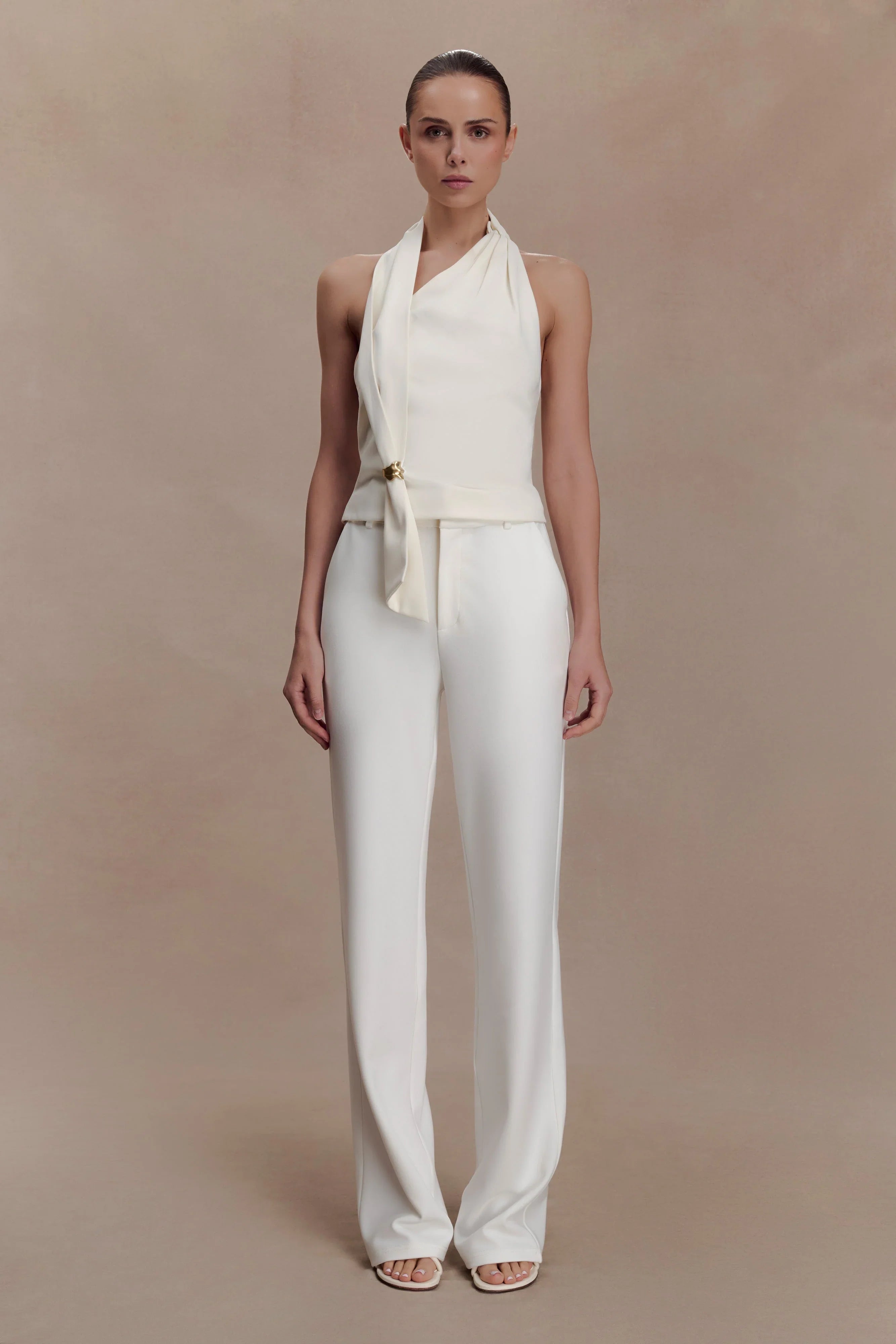 Marina Halter Top With Hardware Ivory