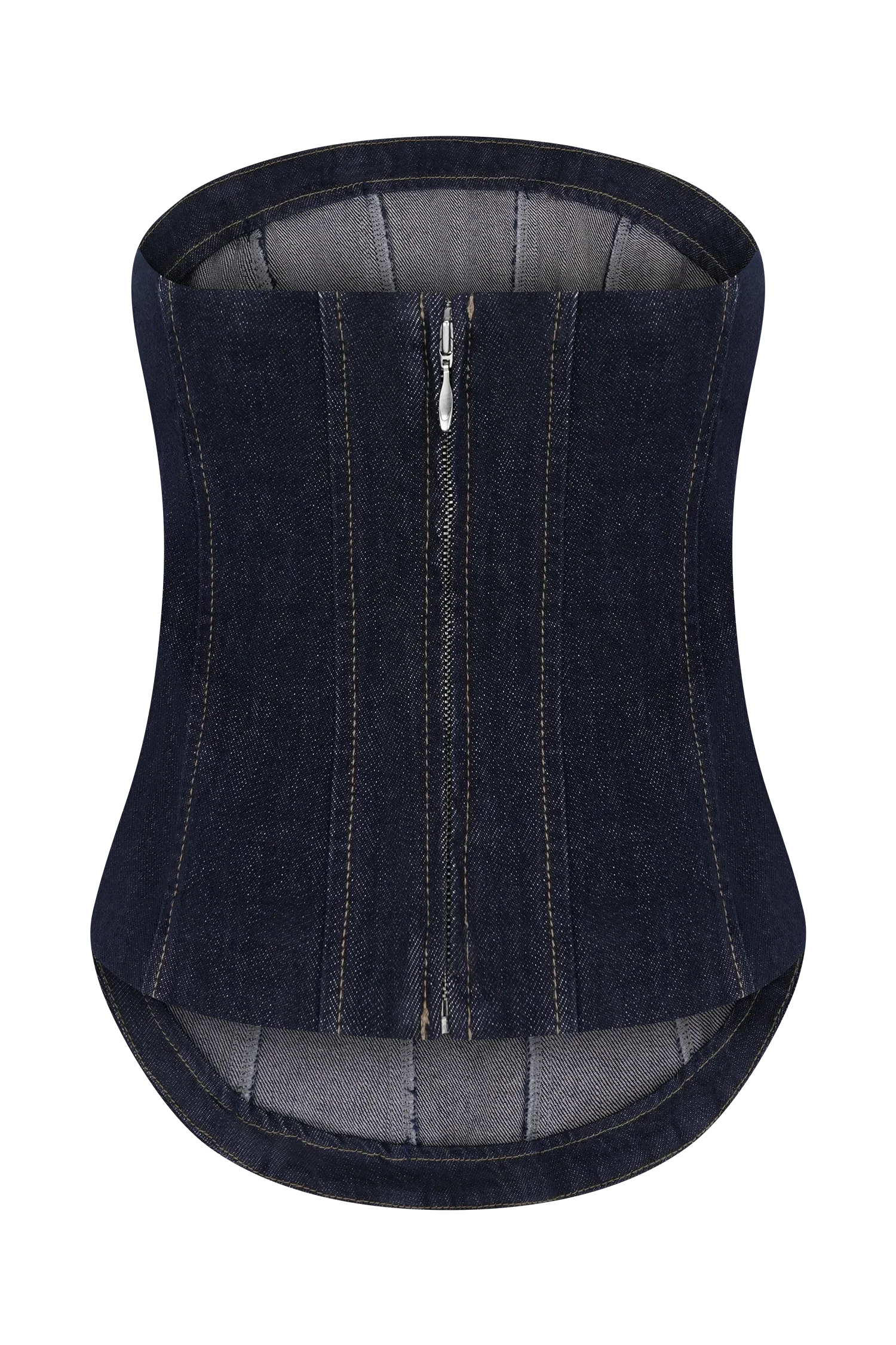 Monte Strapless Denim Corset Washed Indigo Blue