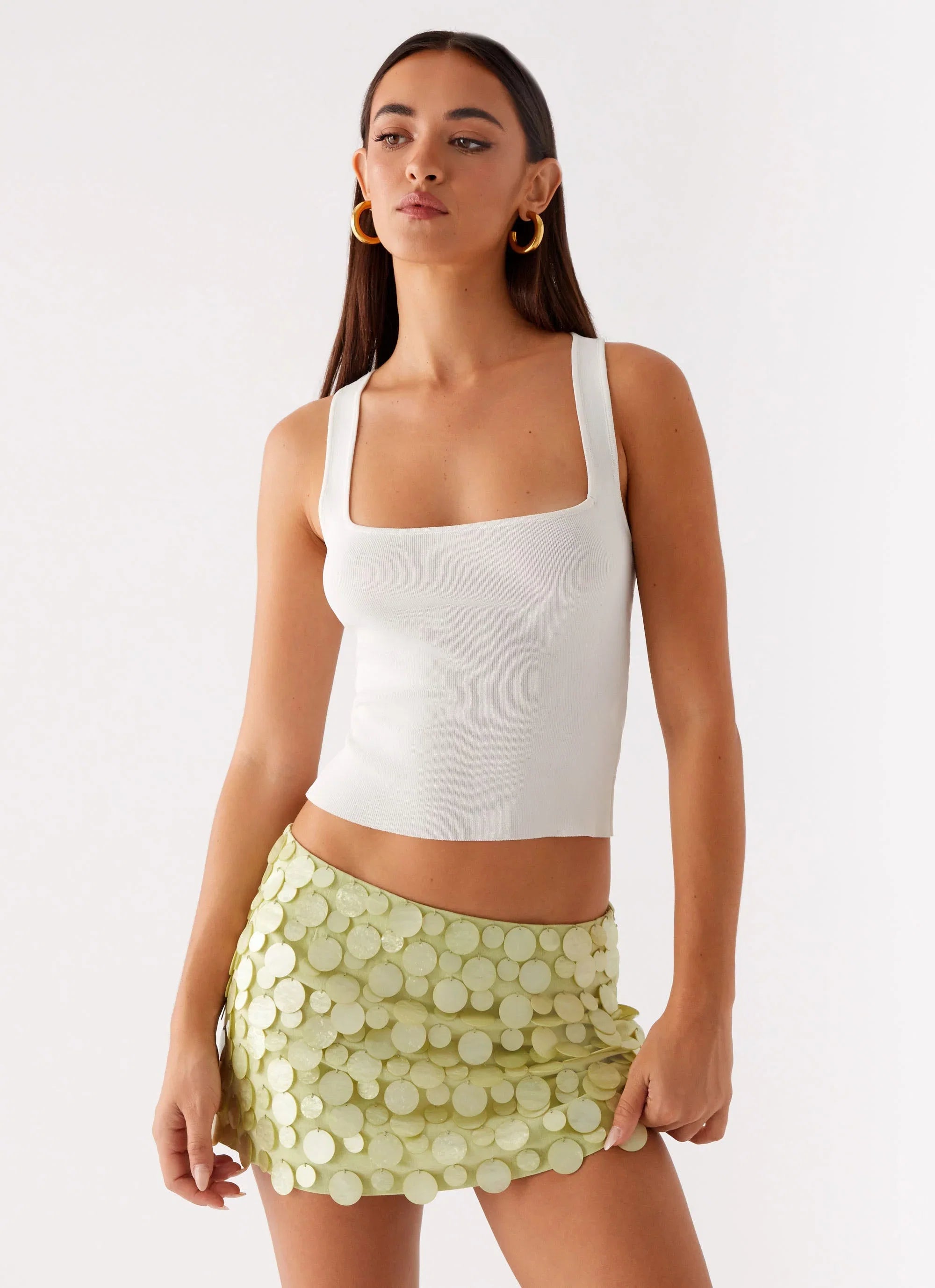Movie Star Mini Skirt Lime Green