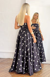 Julianne Strapless Polka Dot Satin Maxi Dress PRE ORDER