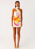 Isa Scarf Satin Mini Dress Frangipani Yellow